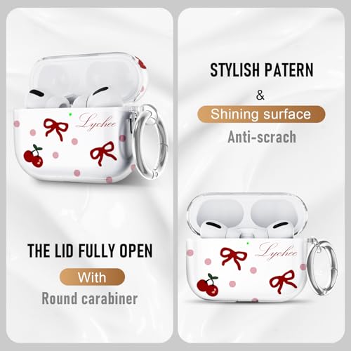 Image of Compatible Airpods Pro 3 Case (2025),Soft Cute Red Bow Print Silicone Protective Cases for Apple AirPods Pro 3rd Generation Case,Airpod Pro 3 Cover with Keychain&Cleaner Kit for Women /Girls,Red Bow