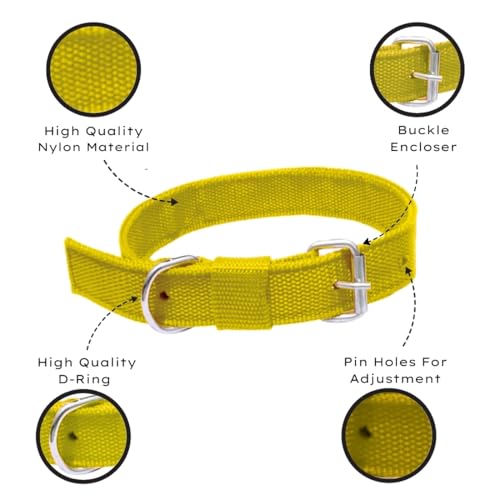 Image of Dog Neck Belt Collar, Comfortable, Adjustable Size for 14-23 Kg Pet (Yellow, Medium)