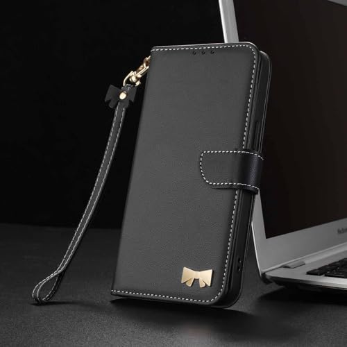 Étui portefeuille iPhone 17 anti choc rabat solide noir magnétique