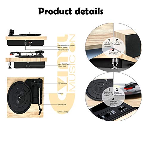Tourne Disque Vinyle, Lecteur Vinyles De Vinyle Bluetooth avec Haut-parleurs Externes Puissants, Platine Vinyle pour 33… - Les Beatles, Paul McCartney, John Lennon, RIngo Starr, George Harrison Tourne Disque Vinyle, Lecteur Vinyles De Vinyle Bluetooth avec Haut-parleurs Externes Puissants, Platine Vinyle pour 33… – Image 5