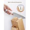 Knife Set, D.Perlla 8 Pieces Kitchen Knife Set with Built-in Sharpener, HIgh Carbon German Stainless Steel Knife Block Set with Unique Waved Pattern, Non-slip Handle, White