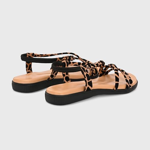 Image of Centrino Women's Sandals | Trendy Stylish Slip-On Open Toe Sandals for Ladies | Animal Print Cross Strap Comfortable Casual Flip-Flop Sandals | Lightweight and Durable Fashion Footwear(9328)