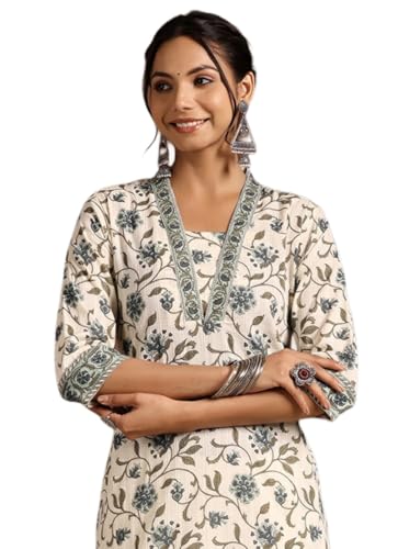 Image of New Cotton Leaf Printed Casual Straight Kurta for Women | Women Formal Kurti