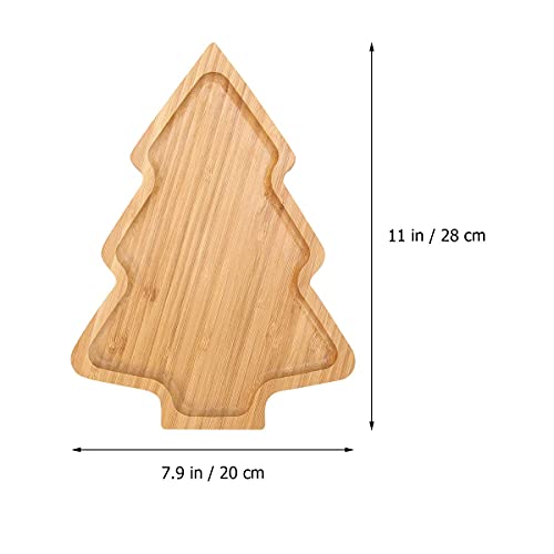 Luozzy Christmas Dishes Christmas Tree Shaped Candy Dish Sushi Serving Tray Wooden Tree Snack Appetizer Platter 11"X7.9" #TOP6