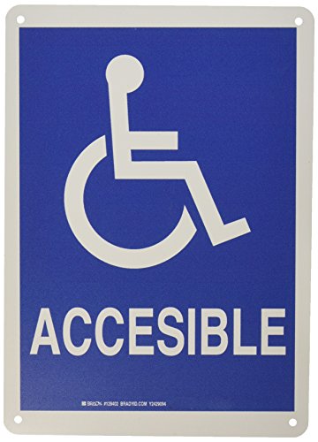 Panneau de rénovation accessible Brady 129402 blanc sur bleu 35,6 x 25,4 cm