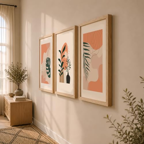Image of NoWorries Wall decor paintings for living room, Modern art wall frames for home decoration Set of 3 (Tropical pattern) (Theme-Minimalist) (Art-1, 17x25inch)