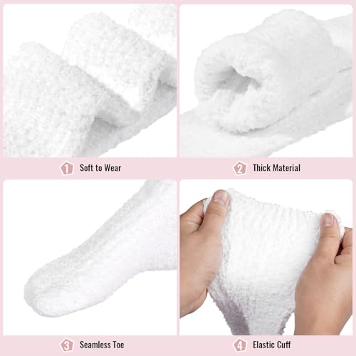 Image of Moon Wood Womens Thigh High Socks Long Soft Warm Leg Warmers Fuzzy Over Knee High Stockings Coral Fleece Plush Socks