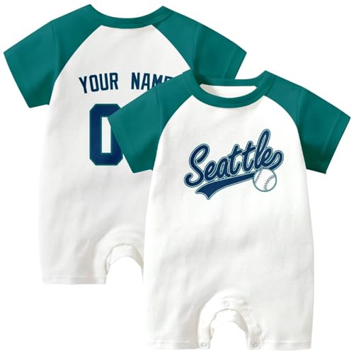 Image of KREDE Baby Clothes Unisex Bodysuit White Custom Name Number for Baby Boys