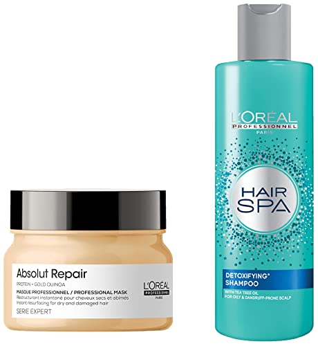 Image of L'Oreal Professionnel Absolut Repair Hair Mask with Protein & Gold Quinoa for Dry and Damaged Hair, Serie Expert, 250gm