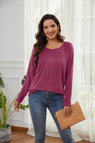 Long Sleeve Shirts for Women Fall Fashion 2025 Tunic Tops Dressy Casual Blouses Loose Knit Pullover Sweaters2