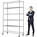 Storage Metal Shelf 6 Tier 82"x48"x18" Wire Shelving Unit with Wheels Sturdy Steel Layer Rack with Casters Heavy Duty for Restaurant Garage Pantry Kitchen Space-Saving Overall Chrome Kitchen Rack
