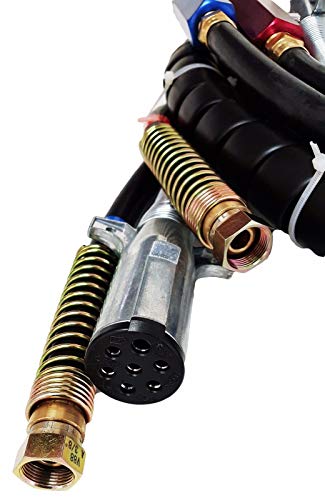 TORQUE Air Lines for Semi Truck Parts Accessories Air Hose Air Line Kit 3 in 1 ABS Air Power Line Hose Wrap 7 Way Electrical Cable with Glad Hands Hex Grip Seals for Trailer Tractor 12ft (TR813212) - Thumbnail 6