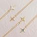 Sonateomber Gold Star Pendant Necklaces for Women Sparkly Blue Topaz Rhinestone Birthstone Lucky Four-point Stars Dangle Necklaces Prom Fashion Birthday Jewelry Gift