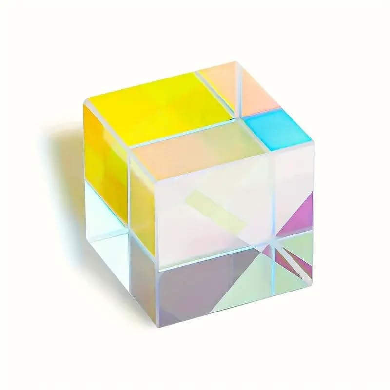 NYJLGD Glass Prism Cube, Optical RGB Dispersion Prism, for Physics Teaching, Research, Decorative Arts Education (15MM)