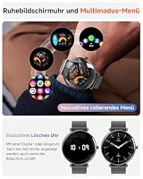 Hwagol Smartwatch Damen, Konvexe Licht Dünn Smartwatch für Damen, 1,43 Zoll AMOLED Touchscreen, Sportuhr mit Fitnessuhr, DIY Zifferblatt, Schlafüberwachung, Schrittzähler Smart Watch für Android – Ansicht 7