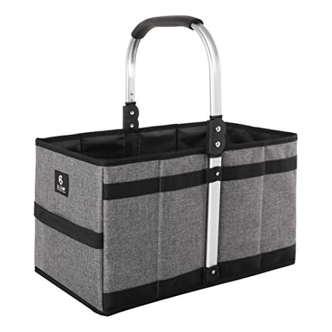 ALLCAMP OUTDOOR GEAR Folding Picnic Basket/Grocery Basket/Laundry Basket /28L Extra Large Market Baske Collapsible Portable(Large-Gray) Cover