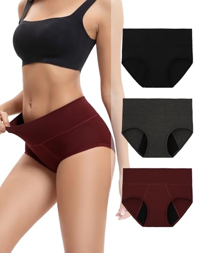 Image of INNERSY Women's Bamboo Viscose Heavy Flow Period Underwear High Waisted Leakproof Panties 3 Pack