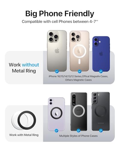 Image of andobil 2026 Upgraded for Magsafe Car Mount [Biggest Panel, Big Phone Friendly] 360 Rotation Magnetic Phone Holder for Car Vent Suitable for iPhone 17 /16 /15 Pro Max Samsung S25 /S24 (Grey)