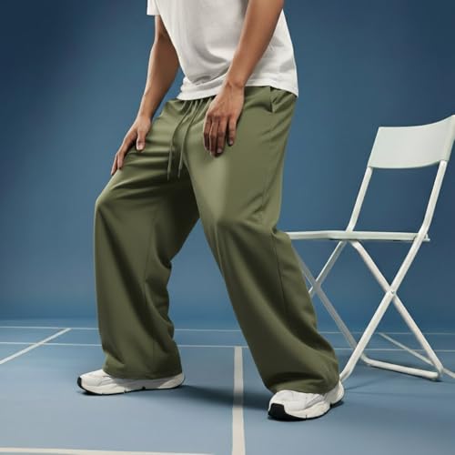 Image of dockstreet Straight Wide fit Long Length Open Bottom Jogger for Men /Trending Multi Pocket Style, Relaxed Casual Pants for Men