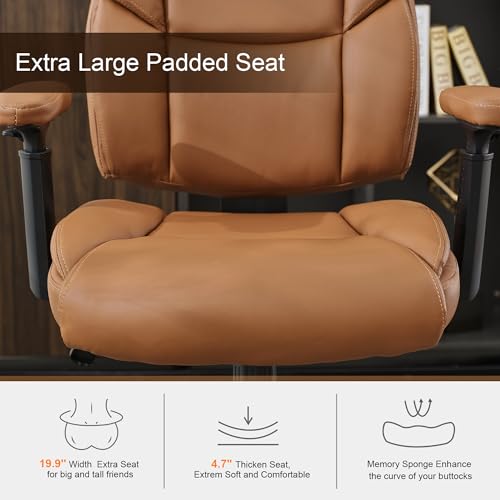 Image of Okeysen Drafting Chair Standing Desk Chair, 500 LBS Leather Big and Tall Office Chair with Adjustable Armrests & Foot Ring, Modern Tall Desk Chair with Mid Back, Swivel Rolling Drafting Stool.
