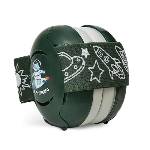 LYSIAN Baby Noise Reduction Earmuffs – Noise Cancelling Headphones for Infants and Kids, Perfect for Travel, Airplanes, Concerts, Fireworks. 25dB Sound Block, Dark Green