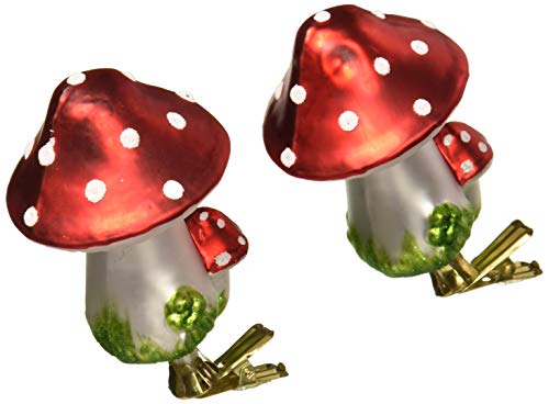 Kurt Adler 2-Piece Glass Clip-On Mushroom Ornament...