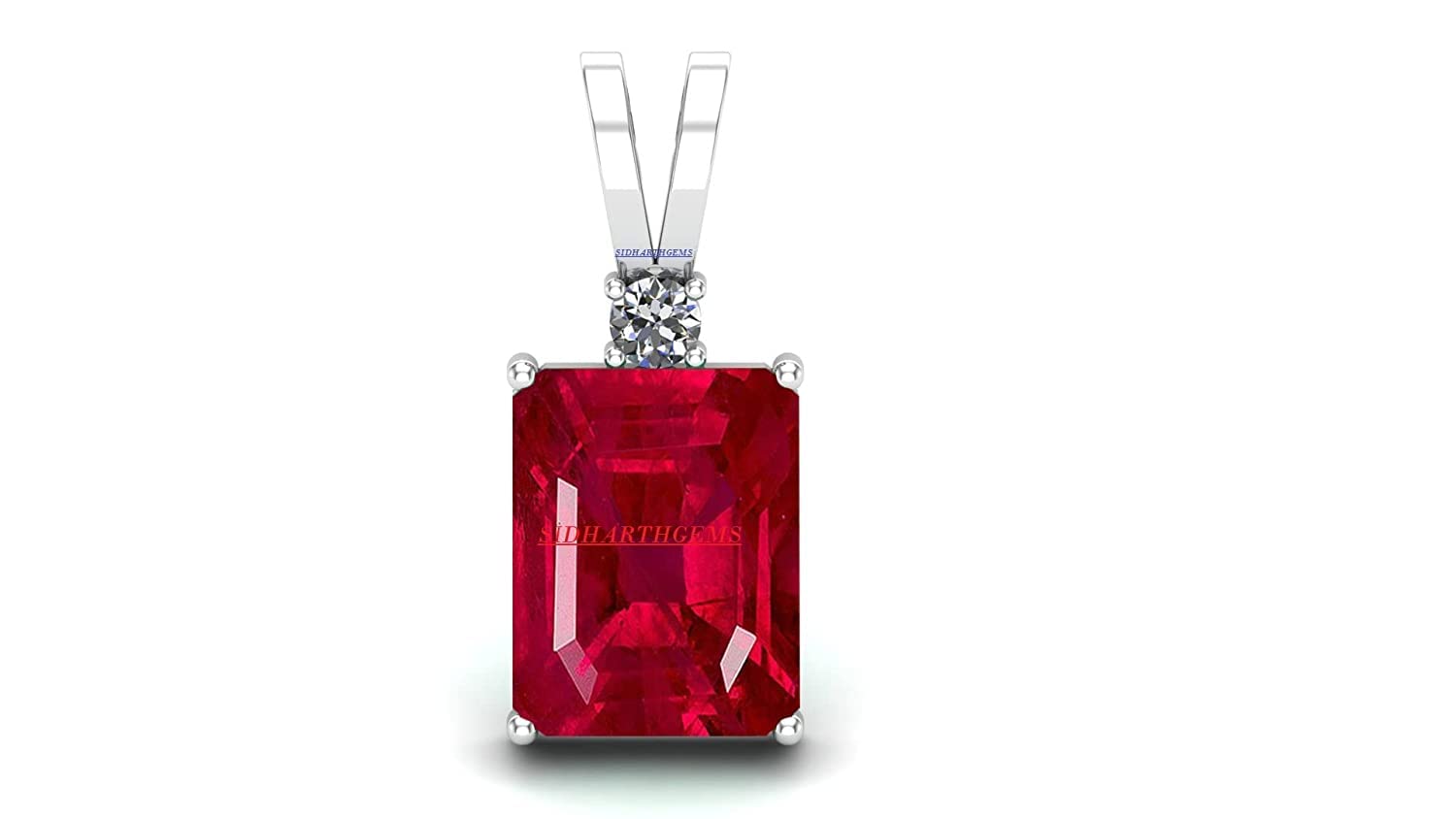 SIDHARTH GEMSSuper Quality Burma Ruby Stone 20.00 Ratti with Lab Tested Certified untreated Unheated Natural Manik Gemstone manikya Silver Plated Stone Pendant Locket for Women and Men
