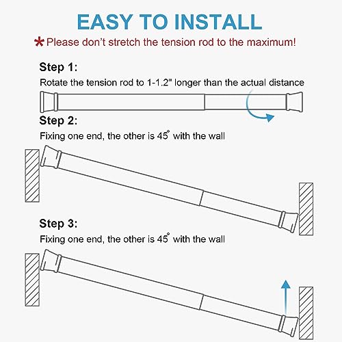Image of 5 Pack Tension Rod 16 to 28 Inch, Goowin Small Tension Rod, 5 /8 inch Diameter No Drilling Expandable Short Tension Rods Spring Rods, Tension Rods for Closet, Cupboard, Hanging Clothes, White