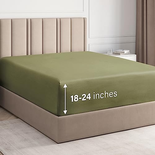 Extra Deep Pocket Fitted Sheet - Single Fitted Sheet Only - Extra Deep Pockets Cal King Size Sheets - Fits 18 In To 24 In Mattress - Extra Deep Cal King Fitted Sheet - Deep Pockets That Actually Fits #TOP5