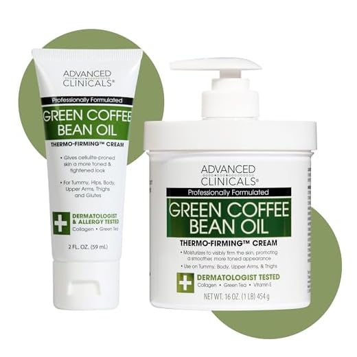 Advanced Clinicals Termo de óleo de grão de café verde - loção corporal firmadora | Creme hidratante e creme corporal com infusão de cafeína para mulheres e para melhorar a aparência da pele crepey