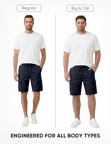 Image of JMIERR Mens Casual Cotton Twill Cargo Shorts Drawstring Classic Chino Stretch Short with 6 Pockets