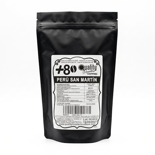 +80 Coffees by Quality Roasters. Café de Especialidad origen Perú San Martín. 100% Arábica. Puntuación SCA: 83,5. Tostado artesanalmente. Tueste Medio. (500 Gr)