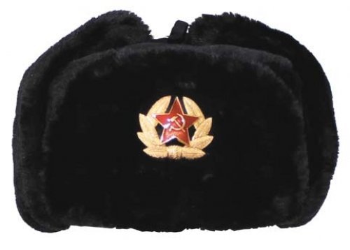 MFH ruso invierno ruso gorra Negro con Placa tamaño XL