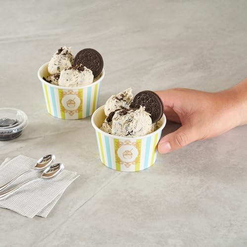 Image of Restaurantware Ice Cream Cups 50 Pack of 8 oz Leak-Resistant Disposable Dessert Bowl Frozen Yogurt Cup Round Paper Container For Cold And Hot Desserts