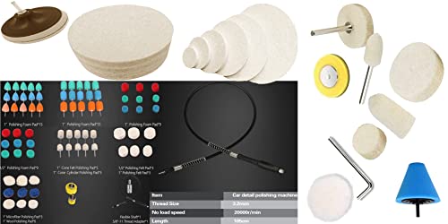 Image of DIY Crafts With 2x Felt 2x Fur 2x Backer Pad, 1 inchinch, 15x Mini 1-3 inchinch Cones - Choice 1-7 inchinch Wool Polishing Wheel Point Mandrel Tight Area Detailing Wa (With 2x Felt 2x Fur 2x Backer Pad, 1 inchinch)