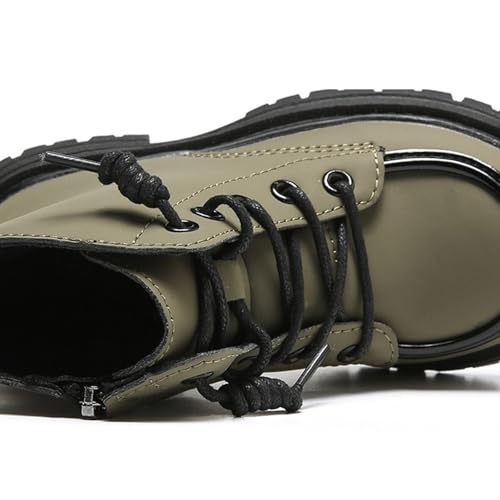 IWIHMIV Girls Short Boots Toddler Boys Outdoor Non Slip Leather Winter Shoes with Zipper Lace up Hiking Boots4