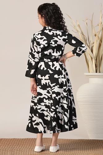 Image of Fashion Dream Girls Calf Length Abstract Printed Dress|Western Midi Dresses|Long Frock for Kids