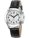 Funkuhr mit Lederarmband Master Time Funk Quarz Damen Uhr Analog mit Leder Armband MTLA-10705-60L