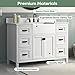 DELUXE LIVING 48 Inch Bathroom Vanity with Apron Farm Sink, White Farmhouse Bathroom Sink Cabinet with Soft Closing Doors & Dovetail Drawers, Single Sink Bathroom Vanity, No Assembly Required