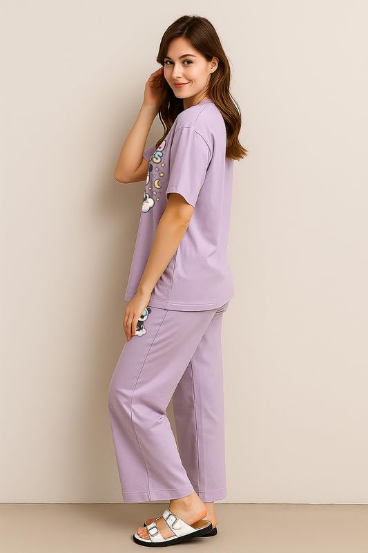 Image of My Swag Womens Cotton Night Suit | T-Shirt and Lower | Summer and Winter Sleepwear