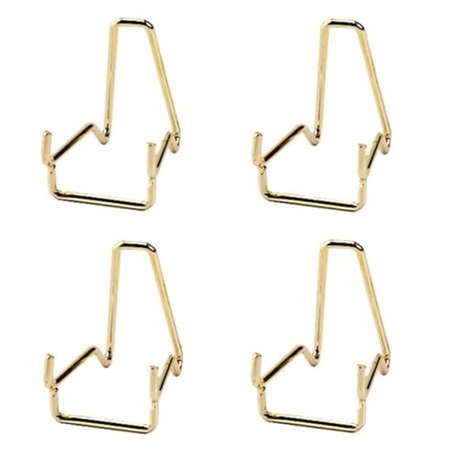 TOBBOMEY 4 pièces Support Fer pour Minéraux et Cristaux Présentoir Moyen Doré pour Agates Pierres et Échantillons Minéraux Support Décoratif Polyvalent pour Maison Bureau et Expositions