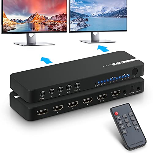 【HDMI認証取得品】hdmi マトリックス 4k 60Hz 4入力2出力 Ippinkan HDMIマトリックス セレクター hdmi 切替器 hdmi 分配器 hdmi2.0 hdcp2.2 hdmi 音声分離器(光デジタル・3.5mmステレオ音声出力) ARC対応 HDR/3D映像対応 Apple TV・STB・PS4・WiiU・Blu-rayなど対応 リモコン付き 日本語説明書 音声アップデート 【HDMI認証取得品】hdmi マトリックス 4k 60Hz 4入力2出力 Ippinkan HDMIマトリックス セレクター hdmi 切替器 hdmi 分配器 hdmi2.0 hdcp2.2 hdmi 音声分離器(光デジタル・3.5mmステレオ音声出力) ARC対応 HDR/3D映像対応 Apple TV・STB・PS4・WiiU・Blu-rayなど対応 リモコン付き 日本語説明書 音声アップデート