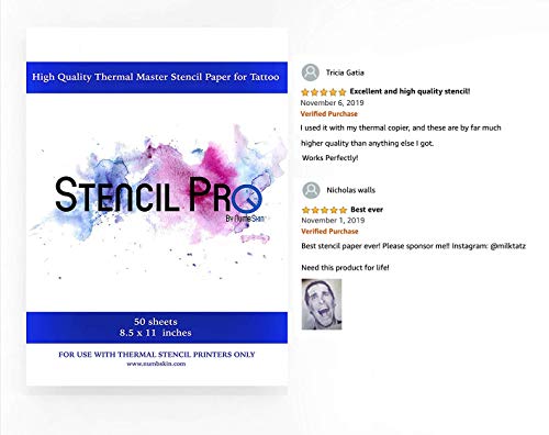 Stencil Pro Tattoo Transfer Paper | 50 Sheets 8.5" x 11" A4 Size Thermal Stencil Paper for Tattoos by Numbskin
