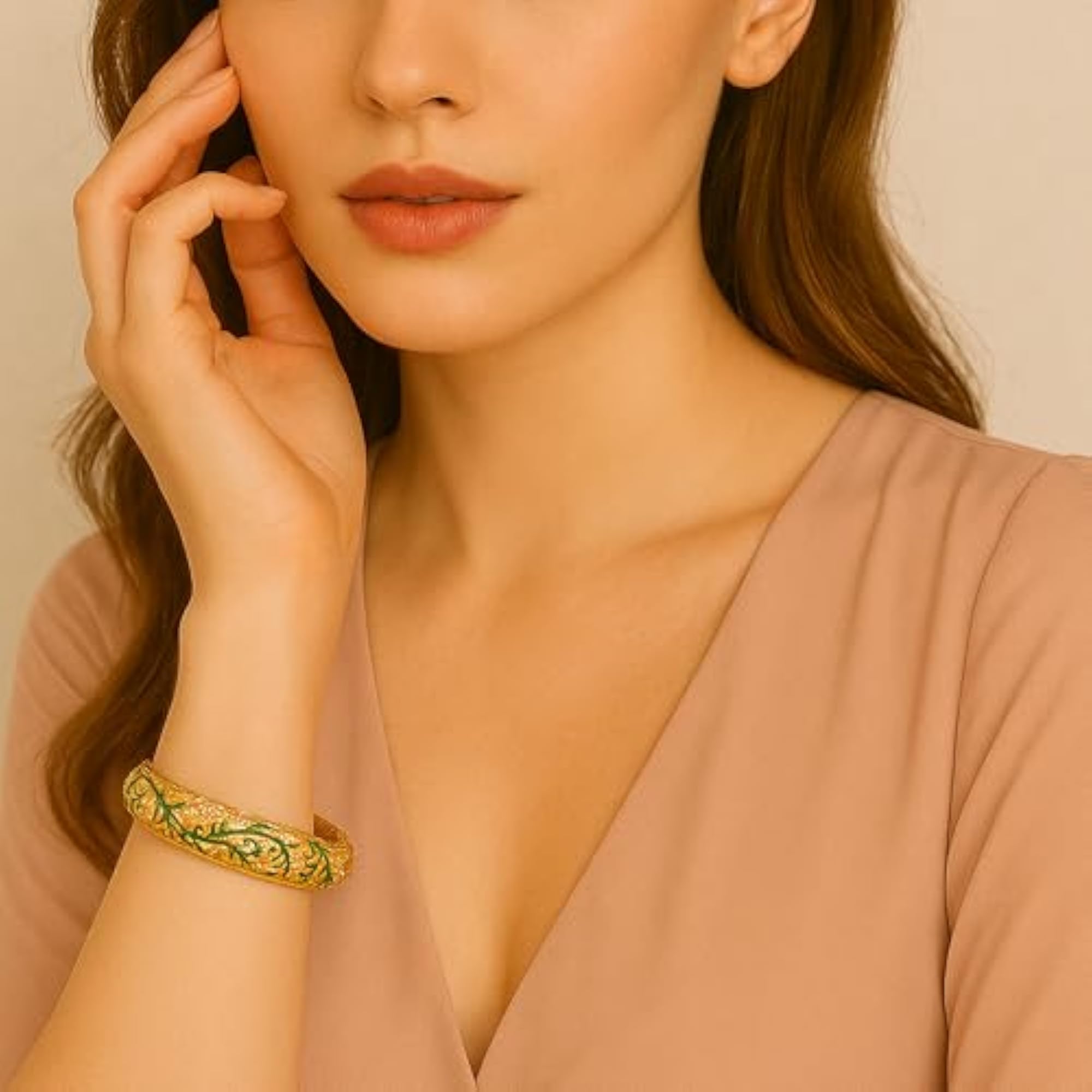 Gold Plated Pattern Bracelet for Women and Girls