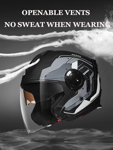 Casque Bluetooth moto jet homologué avec double visière de sécurité