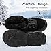 koppu Kids Snow Boots Winter Hook and Loop Waterproof Slip Resistant Fur Lined Insulated Mid Calf boys and girls Fashion Color Block shoes Toddler/Little Kid/Big Kid Little13 black