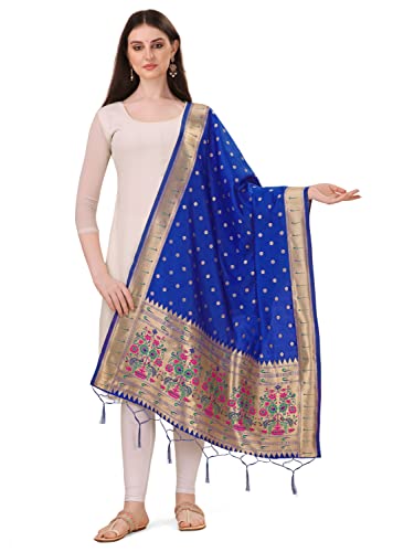 Image of DEVANGI Women's Woven Banarasi Silk Dupatta /Chunni For Women, Floral Print 1 Meter Wide and 2.3 Meter Length Printed Designer Dupatta /Chunni For Girls