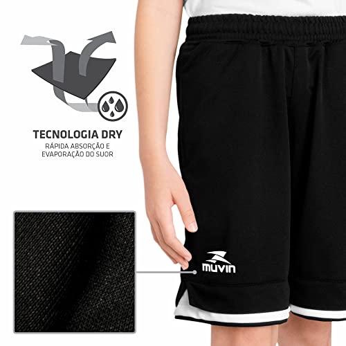 Bermuda Basquete Infantil Muvin – 100% Poliéster – Bolsos - Cordão de Amarração - Shorts - Treino -