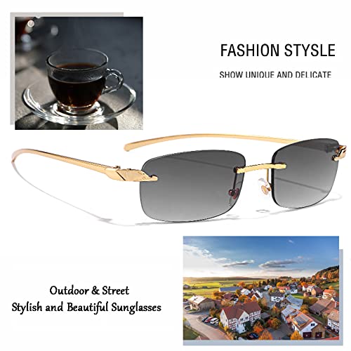 Vintage Rimless Sunglasses Men Designer Travel Driving Metal Small Sun Glasses4