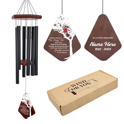 Image of ASTARIN Personalized Name Memorial Wind Chimes, Sympathy Gift for Loss of Lover Mom Dad, Bereavement Deep Tone Wind Chimes for Outside in Memory Gift, Decor Outdoor Garden Patio